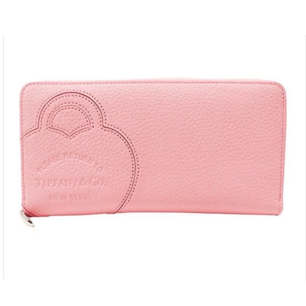 Tiffany & Co Return to Tiffany Wallet OS Pink New Pebbled Leather Zip Around
